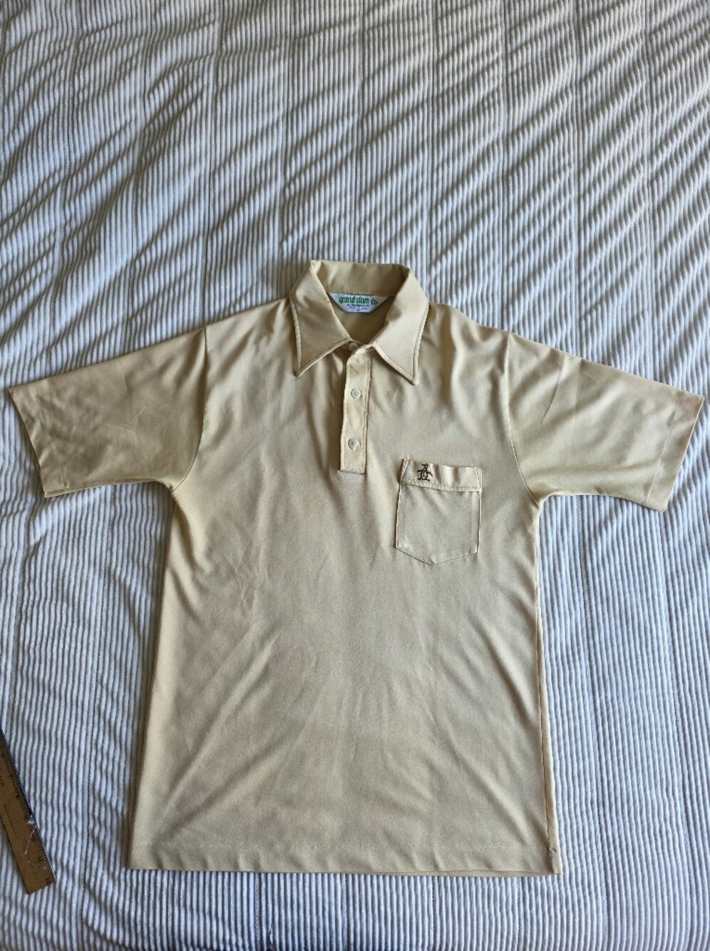 Munsingwear Grand Slam True Vintage Men's Yellow Cream Short-Sleeve Polo Shirt